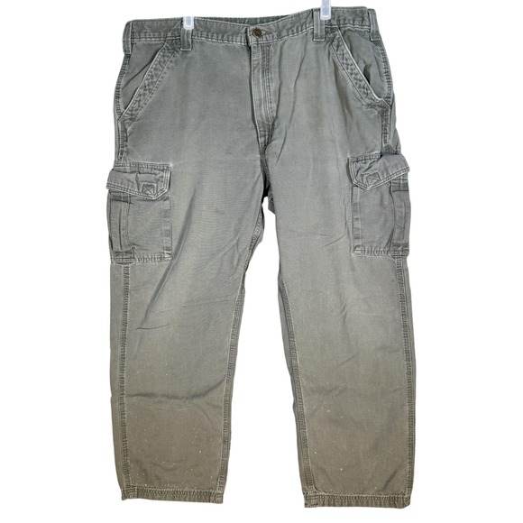 Carhartt Cargo Pants Mens 40x30 Green Dungaree Fit Workwear Utility B112 DMS - Picture 1 of 6